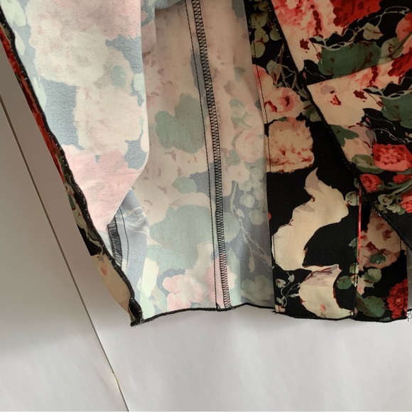 Anna Sui Floral Crepe button down mini dress black multi - Picture 8 of 13